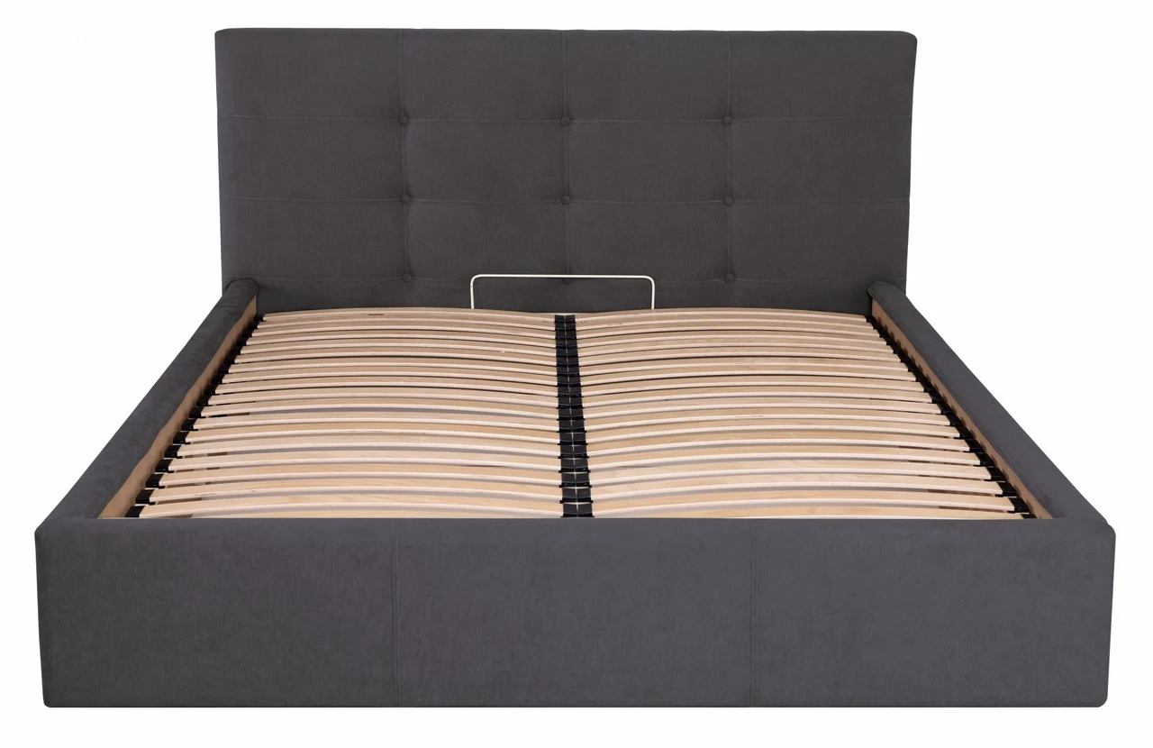 Ліжко Двоспальне Manchester Comfort 180 х 190 см Місті Dark Grey З підйомним механізмом та нішою для білизни Темно-сірий, фото 1
