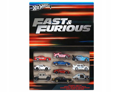 Hot Wheels Fast & Furious 10-пакет автомобілів набір транспортних