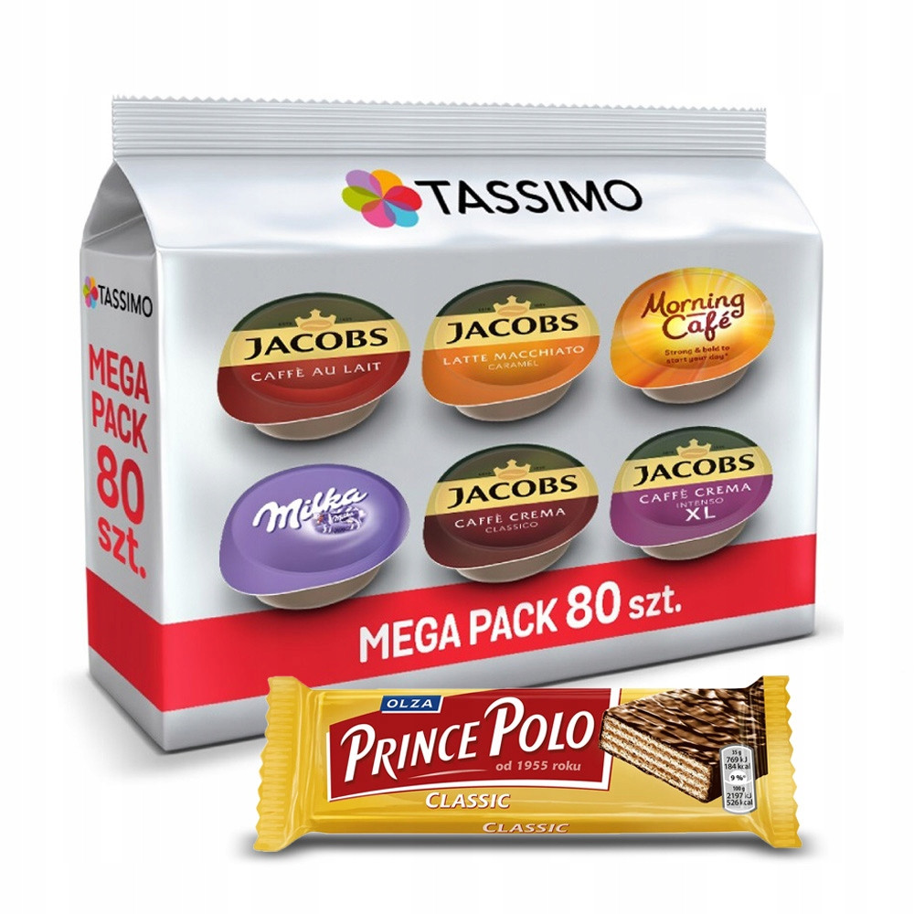 Капсули Tassimo Jacobs Megapack 80 шт. 5+1 упаковка