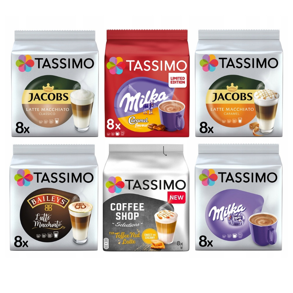 Капсули Tassimo набір лате мак'ято зі смаком 48 кав 5+1 ! безкоштовно!