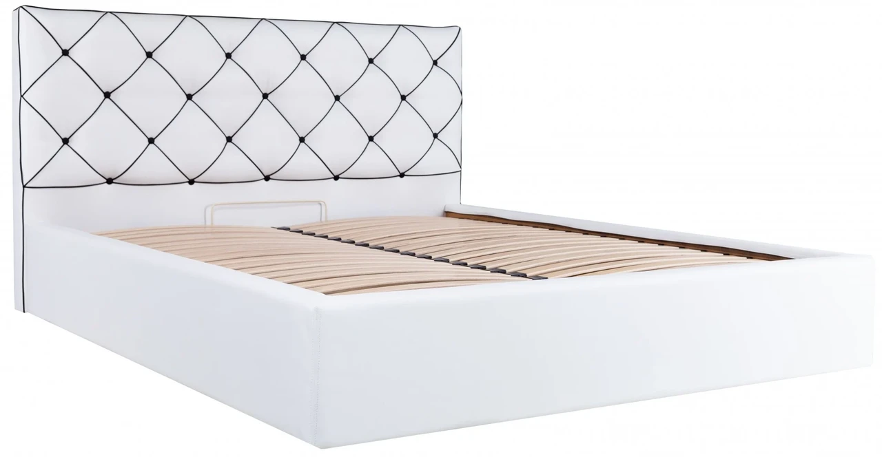 Ліжко Двоспальне Melissa Comfort 180 х 200 см Fly 2200 З підйомним механізмом та нішою для білизни Білий, фото 1