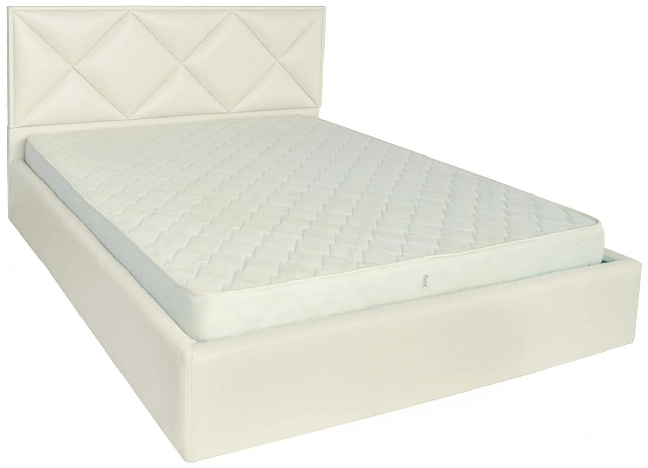 Ліжко Двоспальне Leeds Comfort 160 х 190 см Fly 2200 A1 З підйомним механізмом та нішою для білизни Білий, фото 1