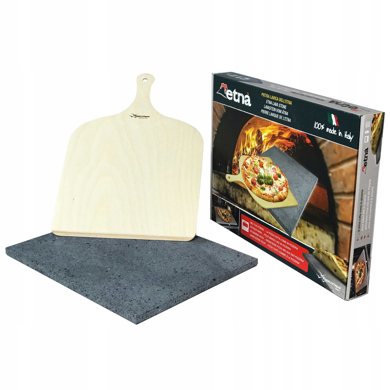 Вулканічний камінь для піци з вулкану етна 38x30 см + лопатка, фото 1