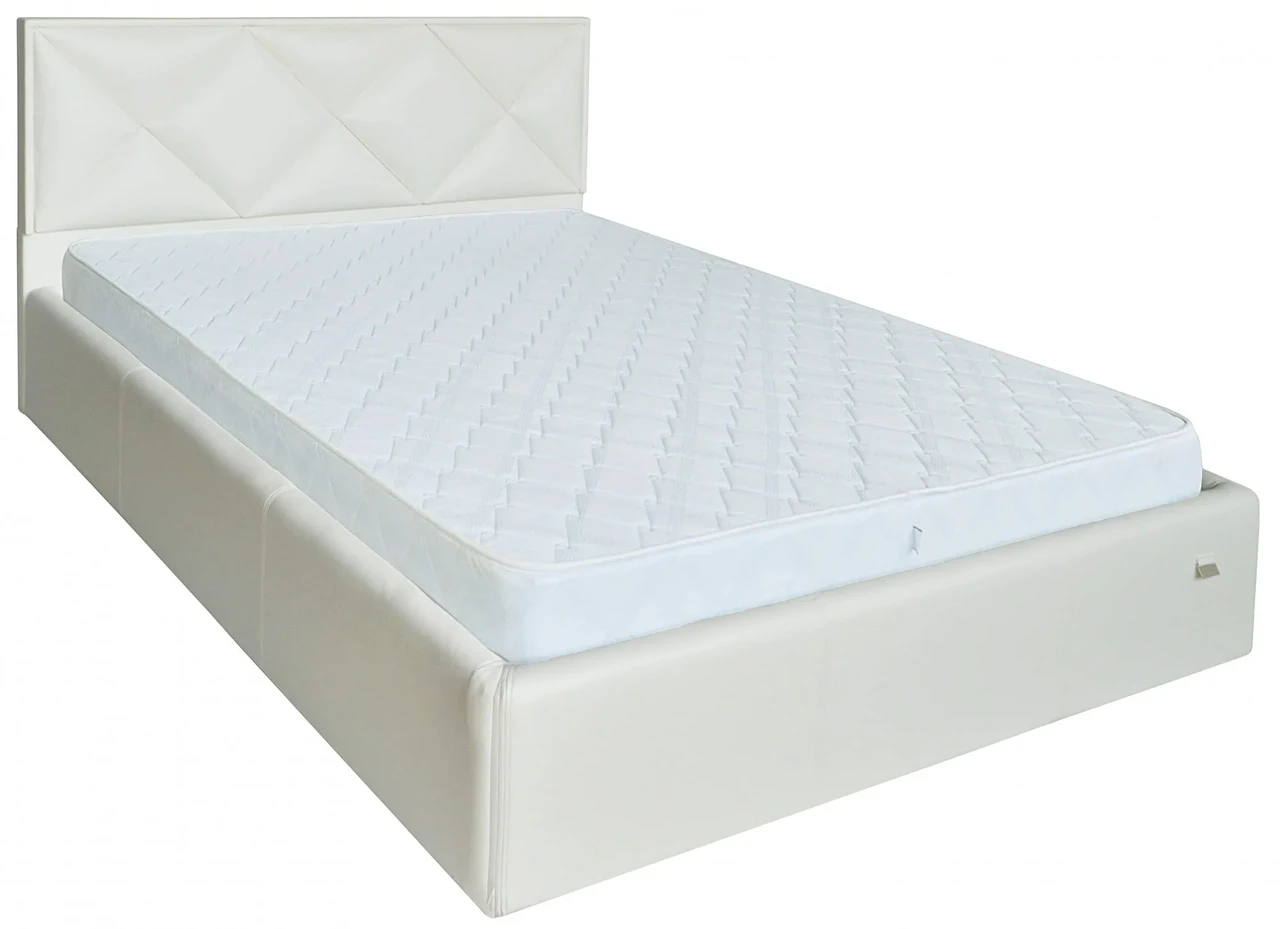 Ліжко Двоспальне Leeds Comfort 160 х 190 см Boom 01 З підйомним механізмом та нішою для білизни Білий, фото 1