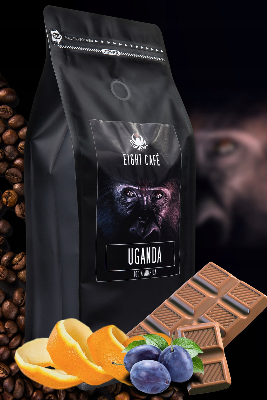 Кава в зернах Arabica Eight Cafe 100% арабіка Uganda 1кг свіжообсмажена 1000 для еспресо