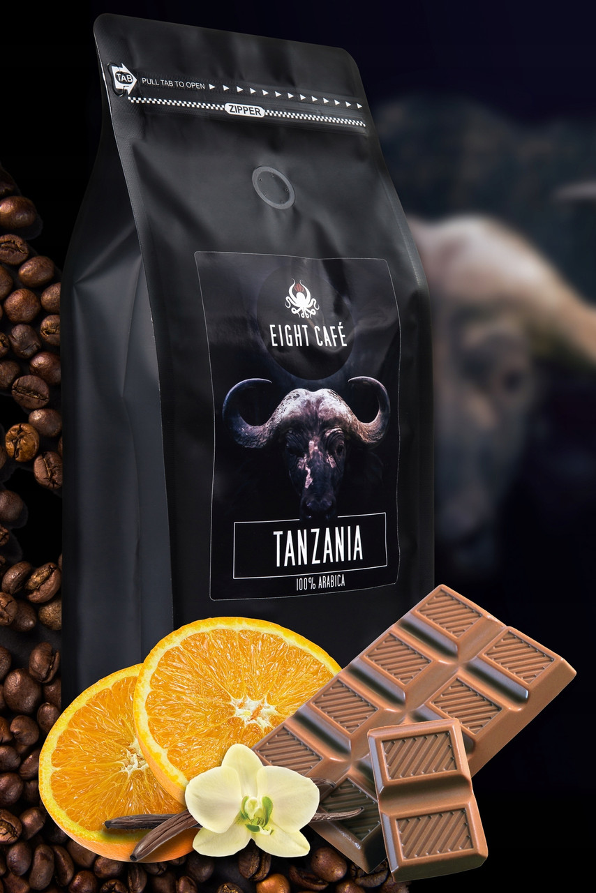 Зернова кава Arabica Eight Cafe свіжо обсмажена танзанія 1кг 1000 100% для кавоекспресу