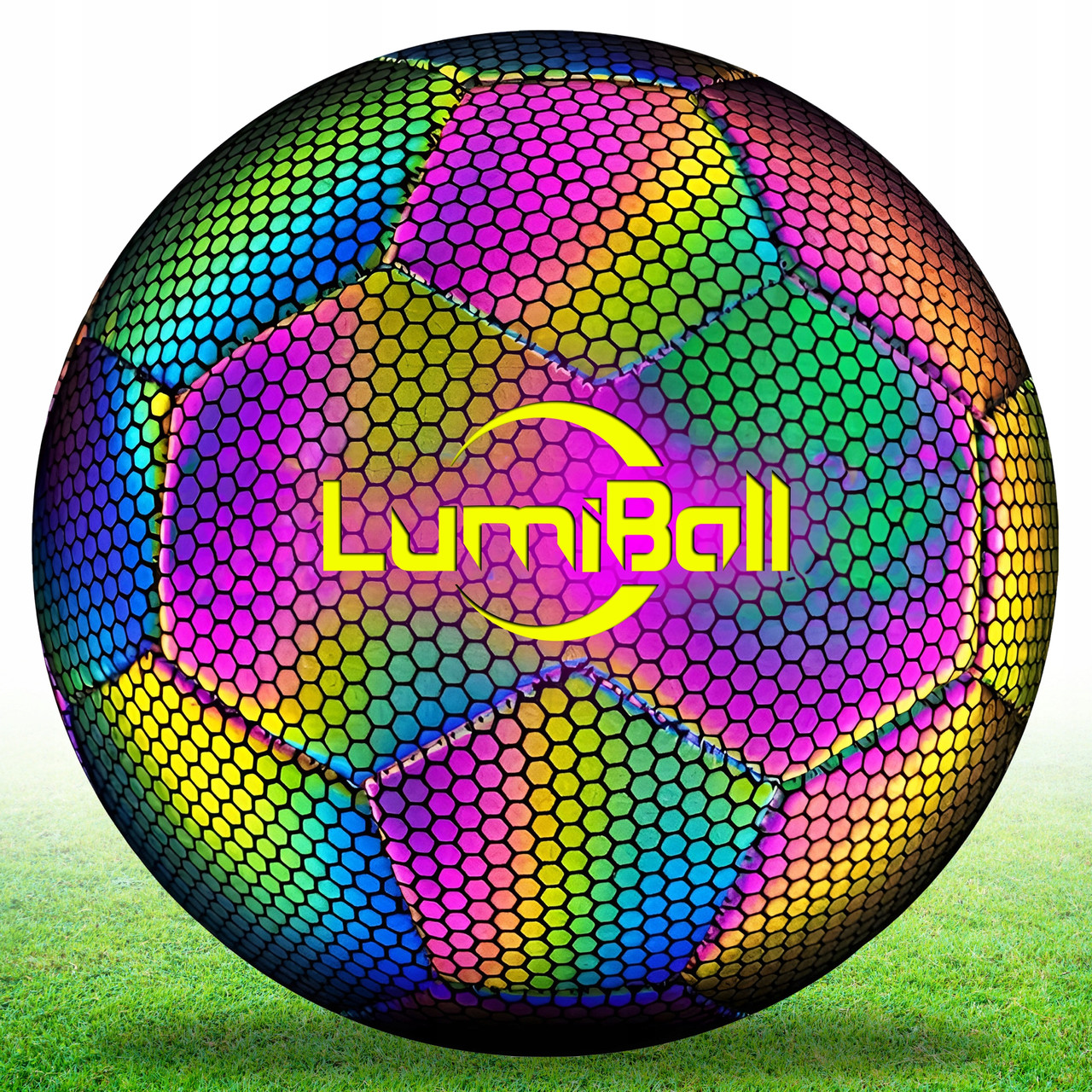 Віддзеркальний світиться м'яч для футболу Lumiball розмір 5 голографічний