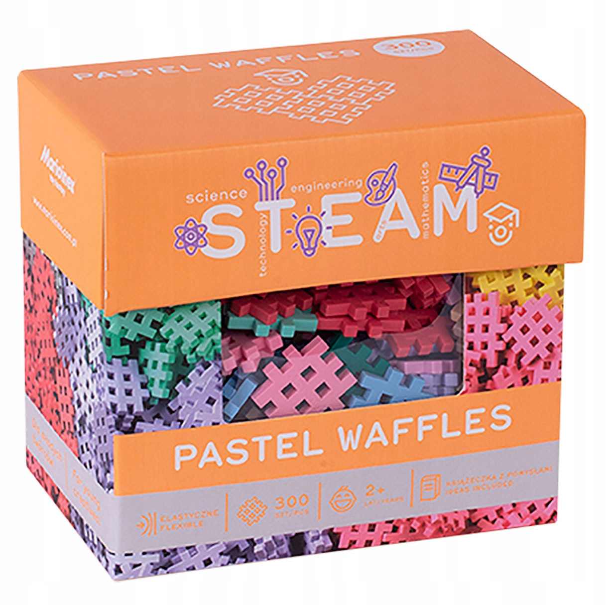 Конструктор Marioinex Mini Waffle 903636 з 300 елементами пастельних кольорів 10 освітніх карток, фото 1