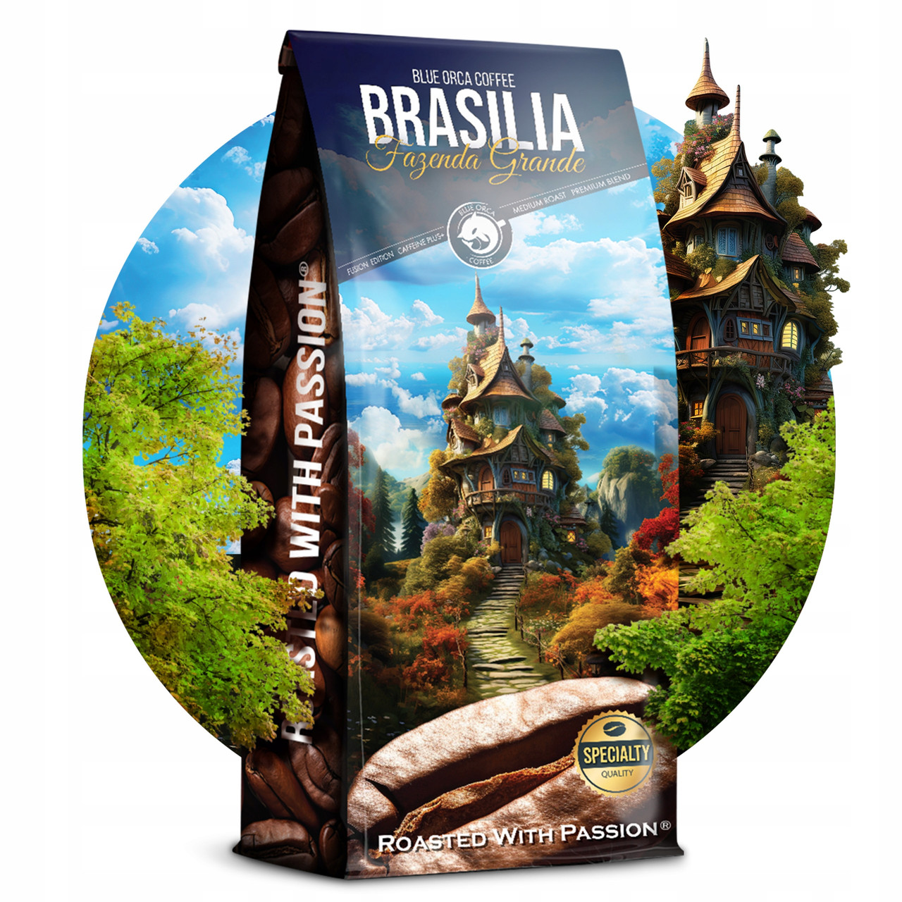 Зернова кава мішана Blue Orca Coffee Brazilliana Toucano 1000 г бразилія Fazenda Grande Fusion Edition 1кг
