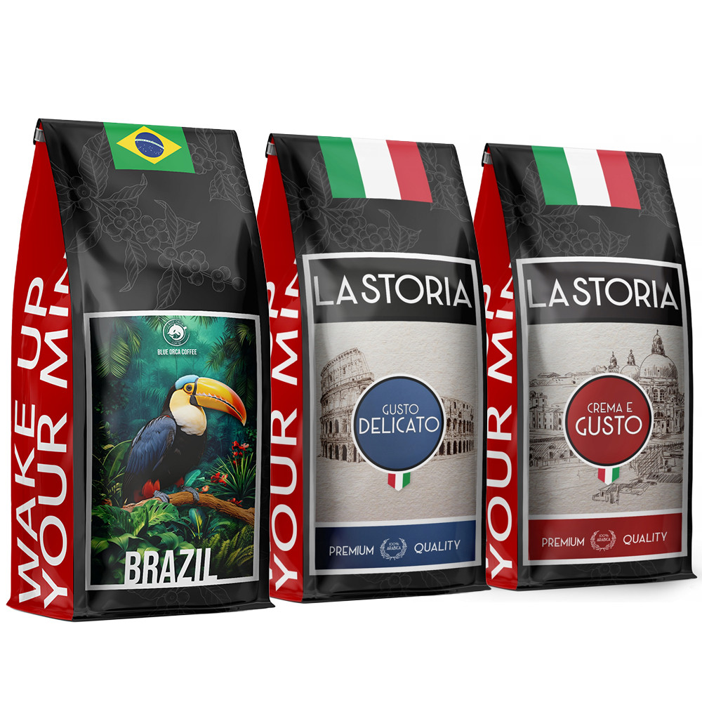 Кава в зернах змішана Blue Orca Coffee бразилія 3000 г (1кг X3) для кавоварки свіжообсмажена