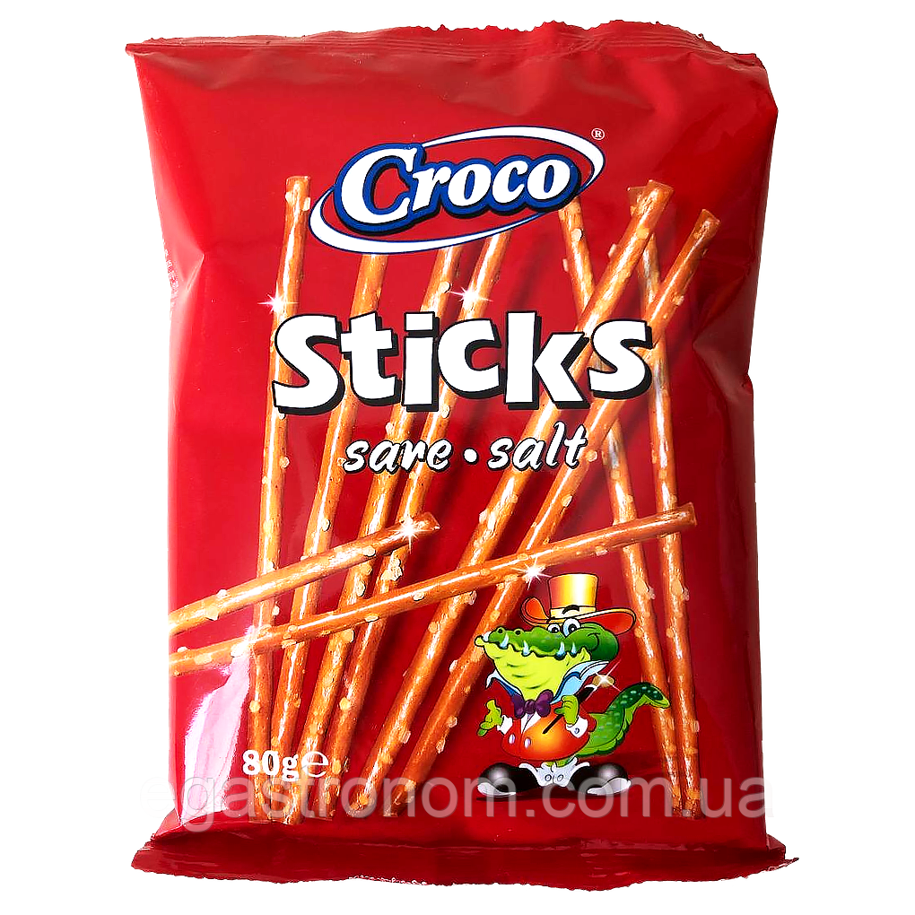 Печиво соломка солена Кроко Croco sticks 80g 32шт/ящ (Код: 00-00016817)