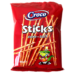 Печиво соломка солена Кроко Croco sticks 80g 32шт/ящ (Код: 00-00016817)