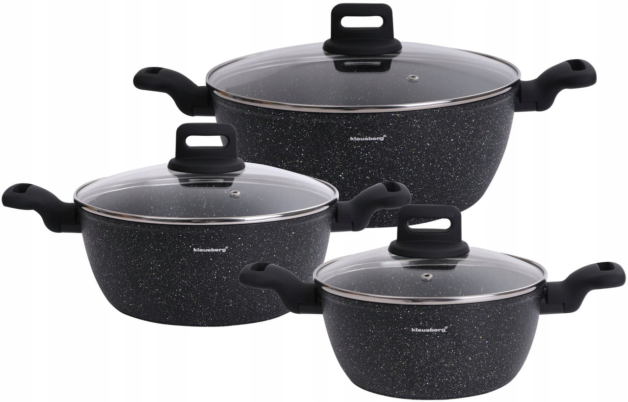 Комплект мармурових каструль на 6 елементів для індукційних плит Klausberg Kb-7673 набір каструль для газу, фото 1