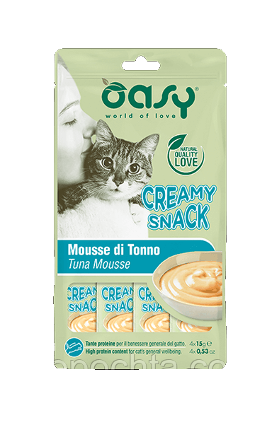 Вологі ласощі для кішок OASY Creamy крем снек з тунцем 4 х 15 г