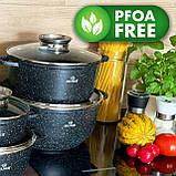 Комплект чорних керамічно-мармурових кастрюль Zilner для індукційної плити та ґазу набір 12 шт. діаметром 16/20/20/22/24/28 см, фото 6