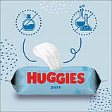 Набір з 2 шт. Мега-набір 10 шт. 56 штук Huggies Pure 99% зволожені серветки для дітей, фото 8