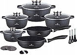 Набір мармурових каструль 17 елементів | комплект з пательнями індукція/газ, фото 2