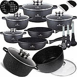 Набір мармурових каструль 17 елементів | комплект з пательнями індукція/газ, фото 9