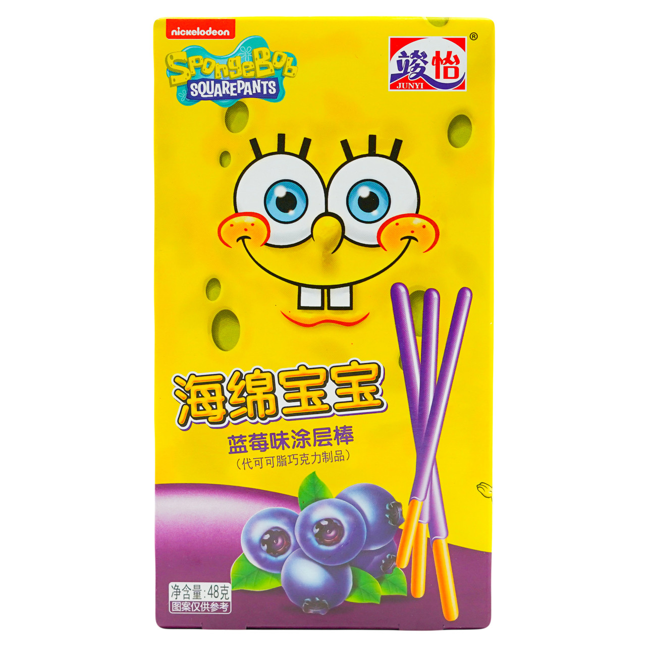 Паличка бісквітна з чорниці Spongebob JUNYI 48 г