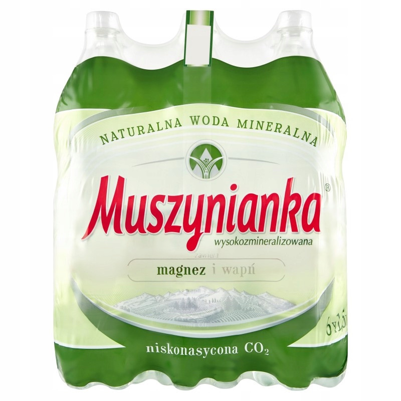Мінеральна вода "мушинянка" з низьким вмістом Co2 слабогазована 1,5 л пакет 6 штук