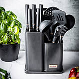 Комплект з 5 ножів + набір з 5 кухонних приладів + доска для нарізання + стійка, фото 3