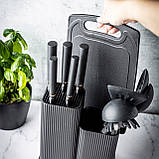 Комплект з 5 ножів + набір з 5 кухонних приладів + доска для нарізання + стійка, фото 10