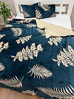 Теплый и пушистый плед-покривало на овчине с двумя подушками евроразмер