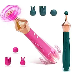 Двосторонній вібратор для стимуляції клітора з вакуумом зелений