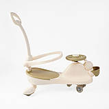 Дитяча каталка-толокар JOY LD-821-52 з батьківською ручкою 2 в 1 Бежевий, фото 4