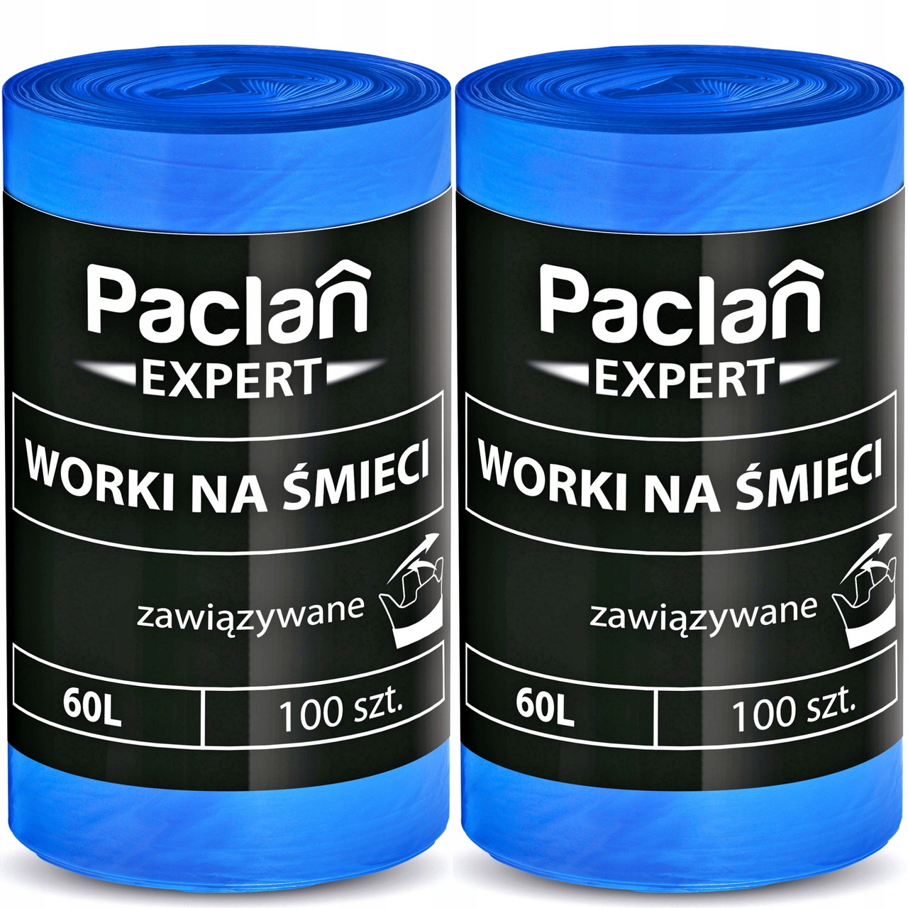 Універсальні пакети для сміття Paclan 60 100 шт. Expert зв'язані 60л 200
