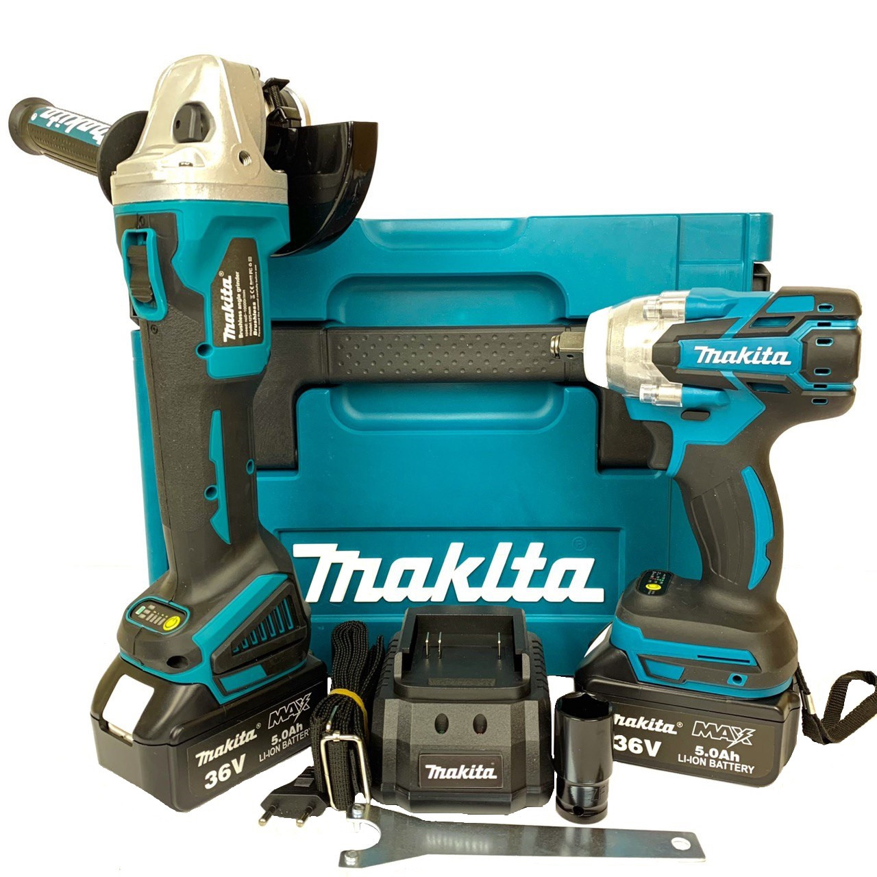 Набір акумуляторного інструменту Makita 2в1 36 V, 5 Ah (Гайковерт DTW301 + Болгарка DGA504) Набір Макіта 2в1