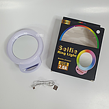 Кільцева LED селфі-лампа прищіпка з дзеркалом для телефону та планшета RPG 11см Selfie Ring Light A4S-White, фото 2
