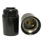 Патрон підвісний Е27 карболіт трьохконтактний для освітлення в будинку та офісі чорний колір