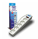 Мережевий фільтр подовжувач SVITTEX із заземленням і вимикачем для захисту електроніки 1 8 м 10А 220В