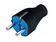 Євровилка електрична із заземленням 16А 250В для підключення побутової техніки чорна SVITTEX