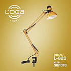 Настільна лампа на струбцині з вимикачем для робочого столу висока золота E27 регульована освітленість