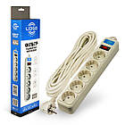 Мережевий фільтр подовжувач 4,5 м із заземленням і вимикачем для захисту побутової техніки та електроніки