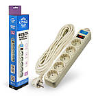 Мережевий фільтр подовжувач 3 м із заземленням і вимикачем для захисту техніки та зручності підключення