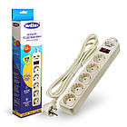 Мережевий фільтр подовжувач з USB 10А для захисту техніки від перенапруг 2 розетки 1 5м SVITTEX