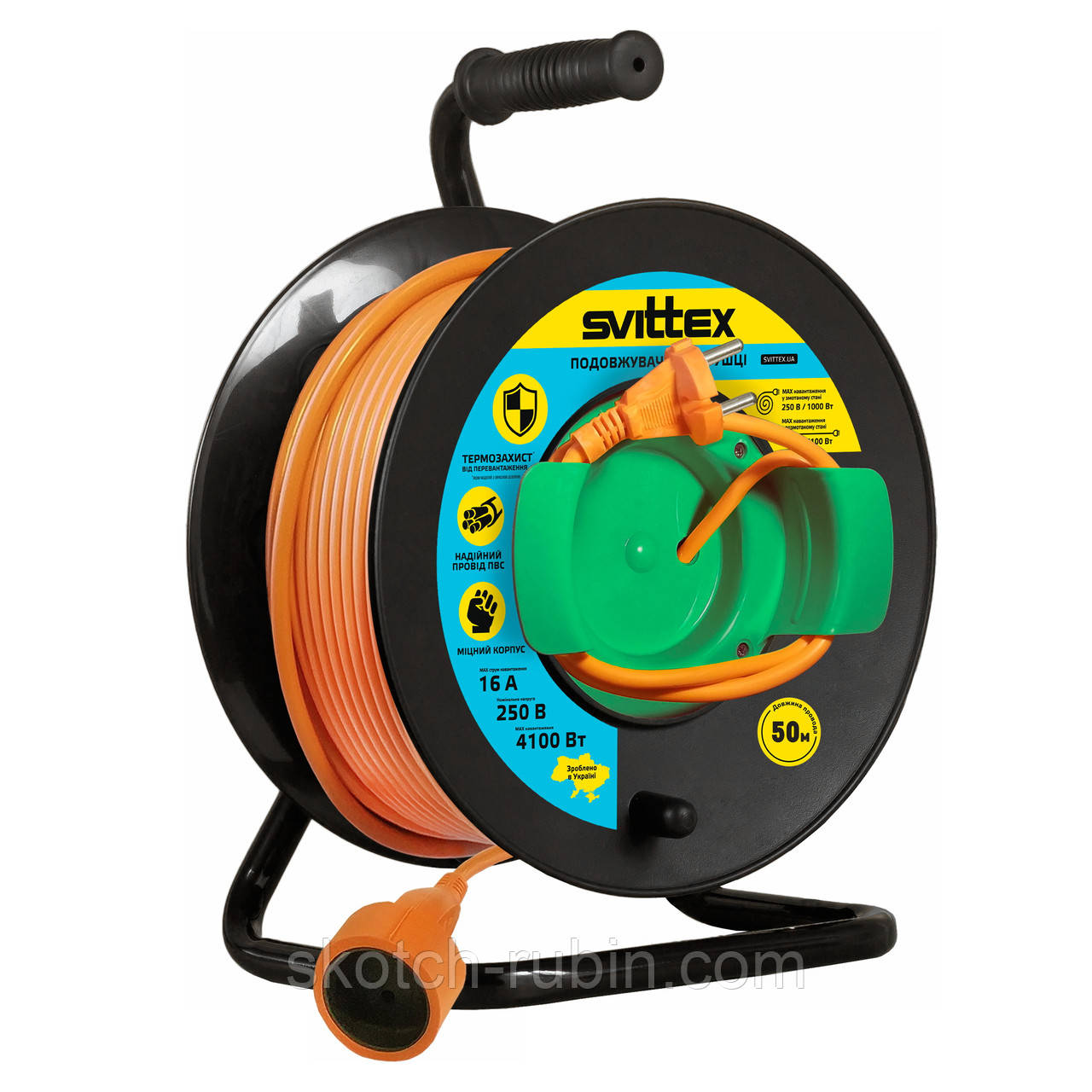 Подовжувач на котушці 50м 2х2 5 мм² з виносною розеткою для дачі будинку підключення електроінструментів