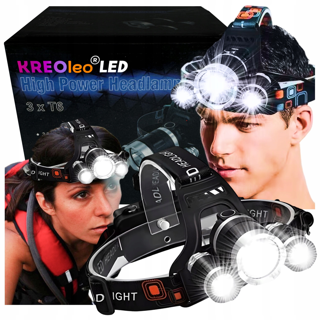 Фронтальний ліхтар Kreoleo 1200 Lm Led потужний акумулятор Usb на голову