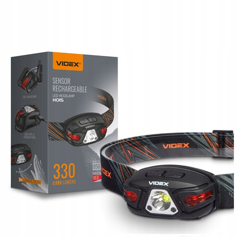 Фронтальний Led-ліхтар на аккумуляторах 5w 330lm 5000k Vlf-h015 Videx водонепроникний з Usb-c