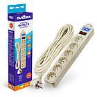 Мережевий фільтр подовжувач 5 м 6 розеток із захистом від перевантажень для підключення побутової техніки