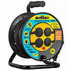 Подовжувач на котушці SVITTEX з термозахистом та IP44 для дому саду підключення електроінструментів 25м 2х1 5мм²