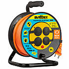 Подовжувач на котушці SVITTEX 25м з термозахистом і захистом IP44 для дачі будинку підключення інструментів