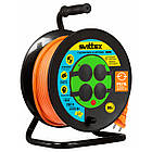 Подовжувач на котушці 50м з термозахистом і захистом IP44 для дому саду підключення електроінструментів