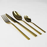 Комплект столових приборів Silesia емалія Jagna 24 елементи золотистий блиск 24 елементи для 6 осіб, фото 2