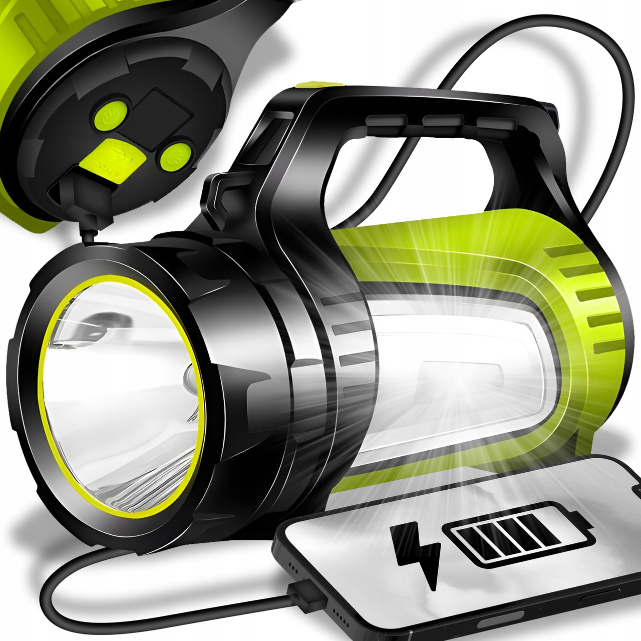Ліхтар прожектор та висвітлювач Intmix 1200 Lm Led акумуляторний 2 в 1 найпотужніший функція Powerbank
