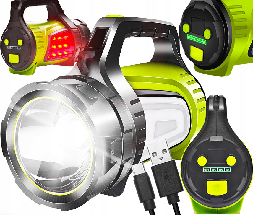 Ліхтар-прожектор і шукач Omna 1200 Lm Led з акумулятором Usb міцний Powerbank з бічним світлом лампа