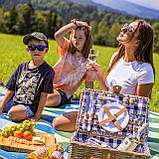 Жовтий пікнічний кошик Zq1-4472 з лози набір приладдя для 4 осіб подарунок на романтичну подорож, фото 7